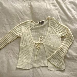Cream Tie Front Sweater